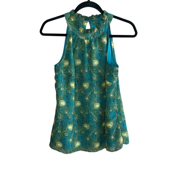 Liberty of London Target Hera Peacock Feathers High Neck Halter Top Size Small - Picture 2 of 10